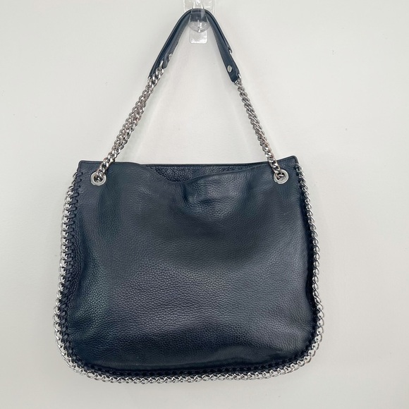 Michael Kors Handbags - Michael Kors Black Leather Bag with Silver Chain Strap